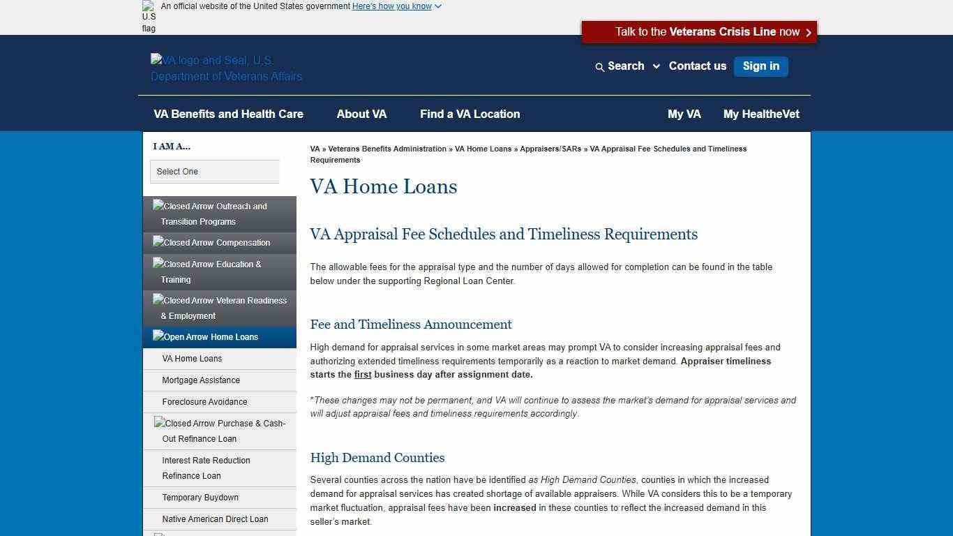 VA Appraisal Fee Schedules and Timeliness Requirements - VA Home Loans